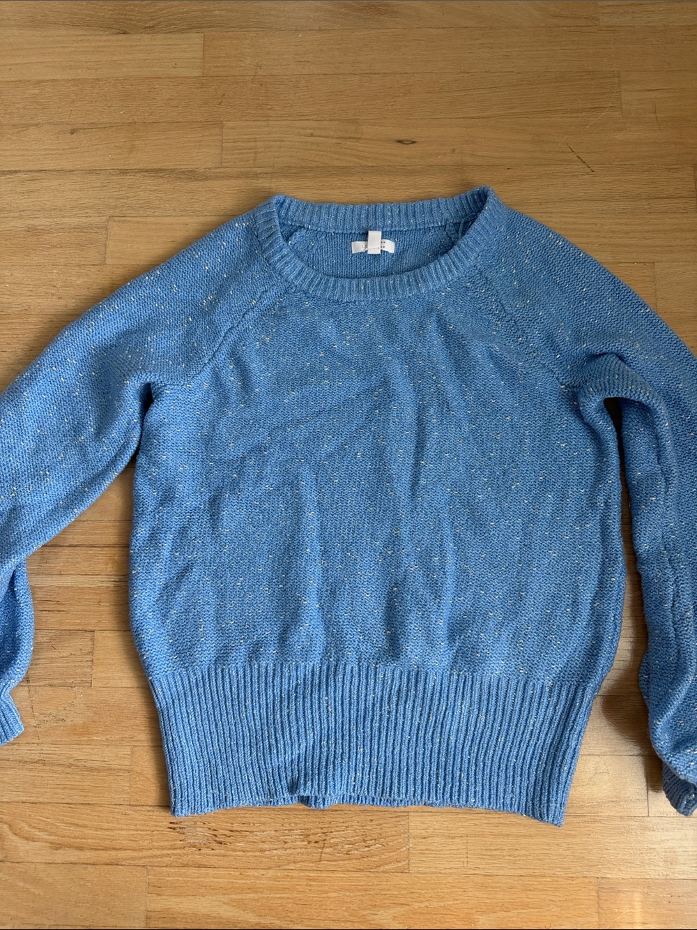 LC Lauren Conrad Light Blue Scoop Neck Sweater with Metallic Threads